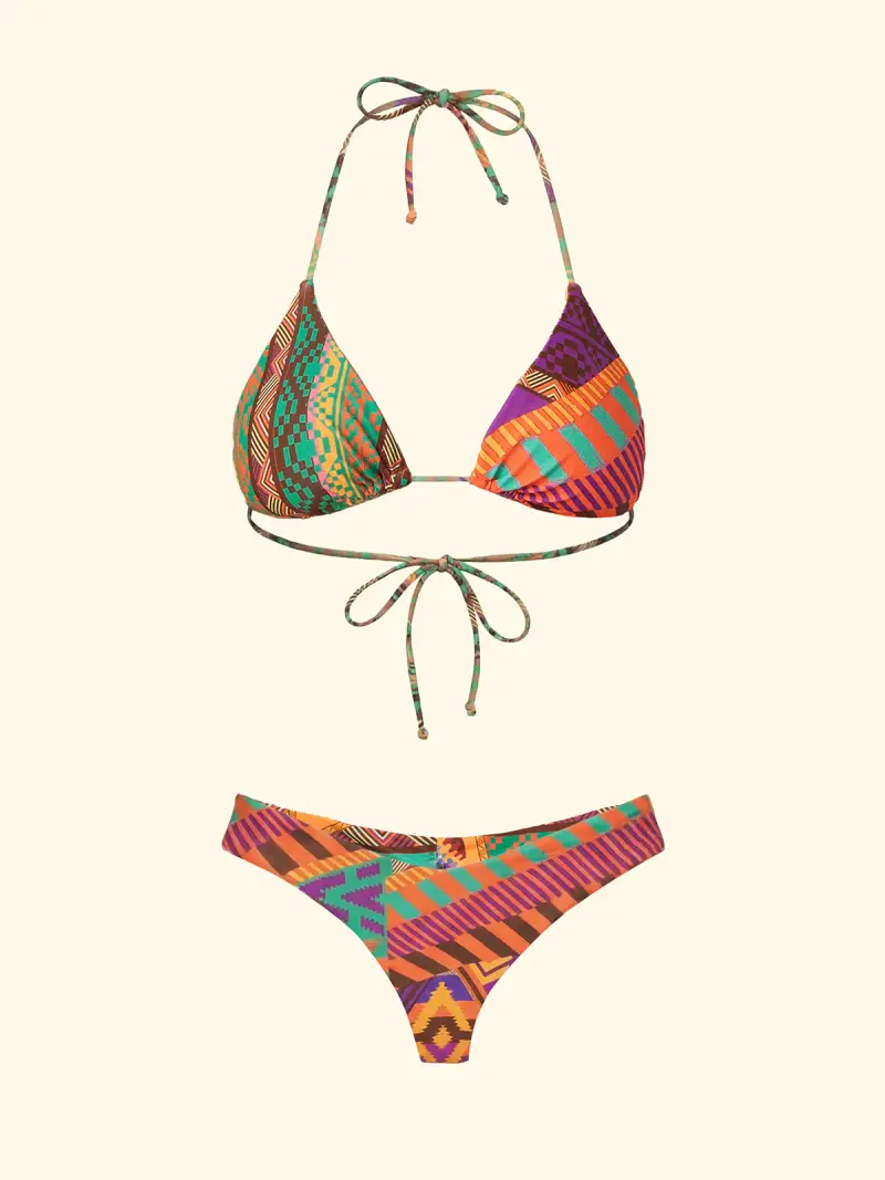 Bikini Donna F**K Triangolo con Slip Americano Fisso Fantasia SW2102-X miniatura 3