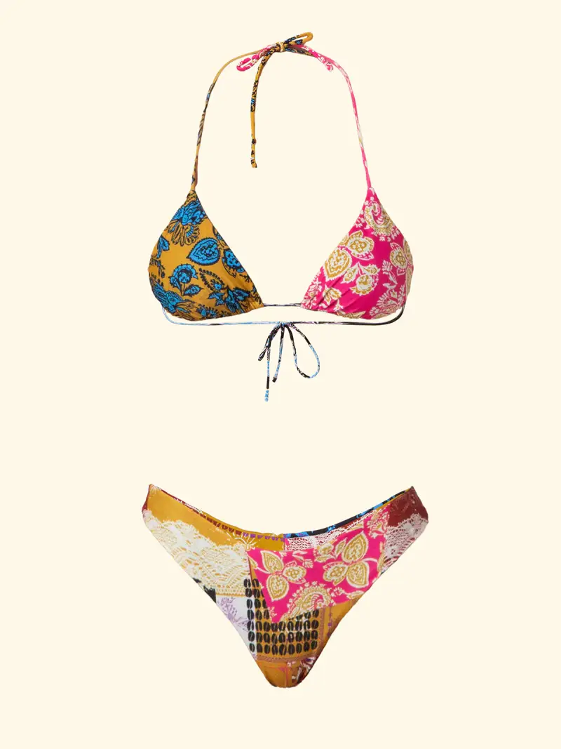 Bikini Donna F**K Triangolo con Slip Americano Fisso Fantasia SW2104-X miniatura 3