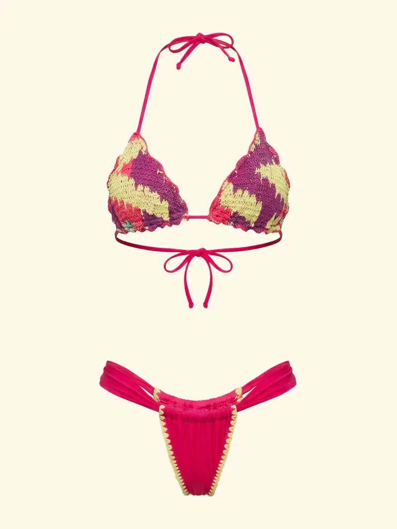 Bikini Donna F**K Triangolo con Slip Brasiliano Fisso Fantasia SW0290 miniatura 3