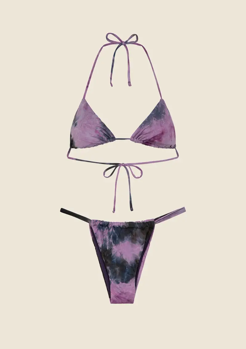 Bikini Donna F**K Triangolo con Slip Brasiliano Fisso Viola 0501-PR miniatura 4