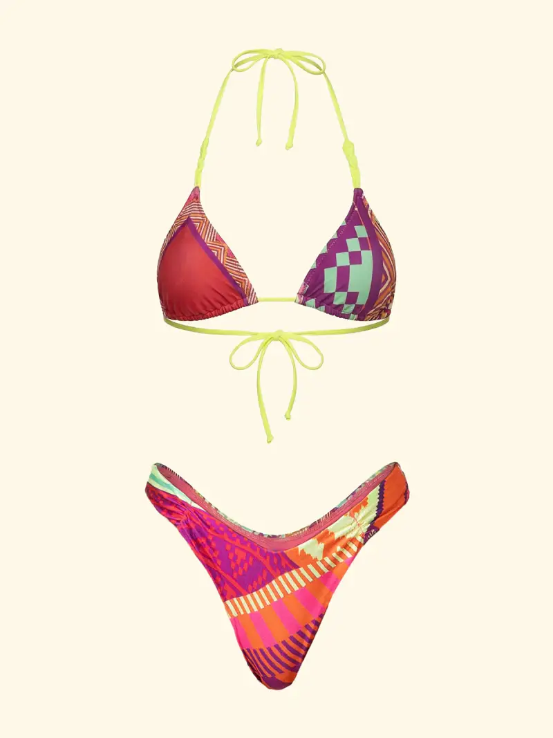 Bikini Donna F**KTriangolo con Slip Americano Fisso Fantasia SW0270-X1 miniatura 3