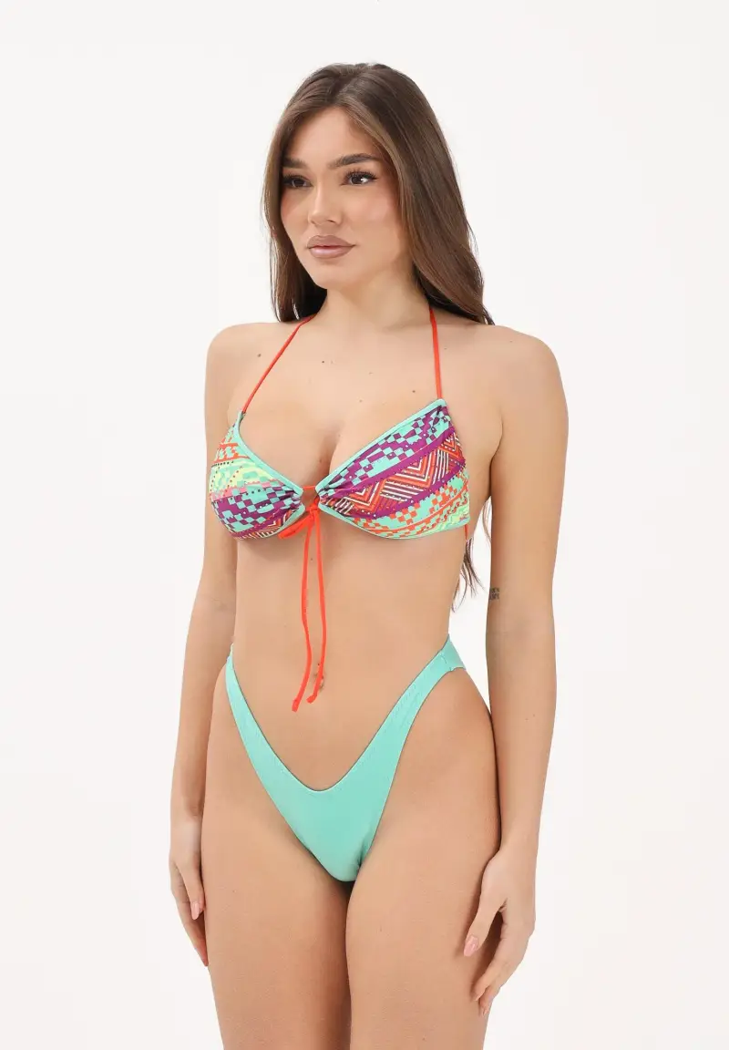 Bikini multicolore da donna con fantasia geometrica