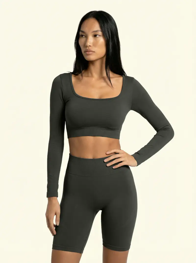 Ciclista Seamless F**K Verde Militare 11SM01-GN miniatura 3