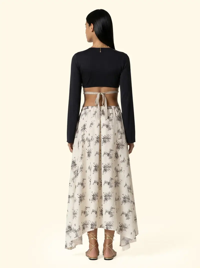 Crop Top Manica Lunga Donna F**K Nero SW0457-BK miniatura 2