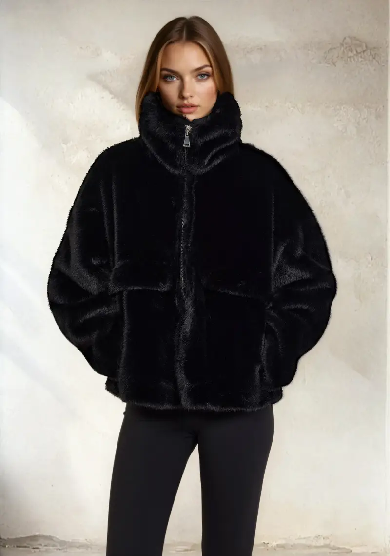 Eco Pelliccia Donna F**K Nera W0110-BK miniatura 3