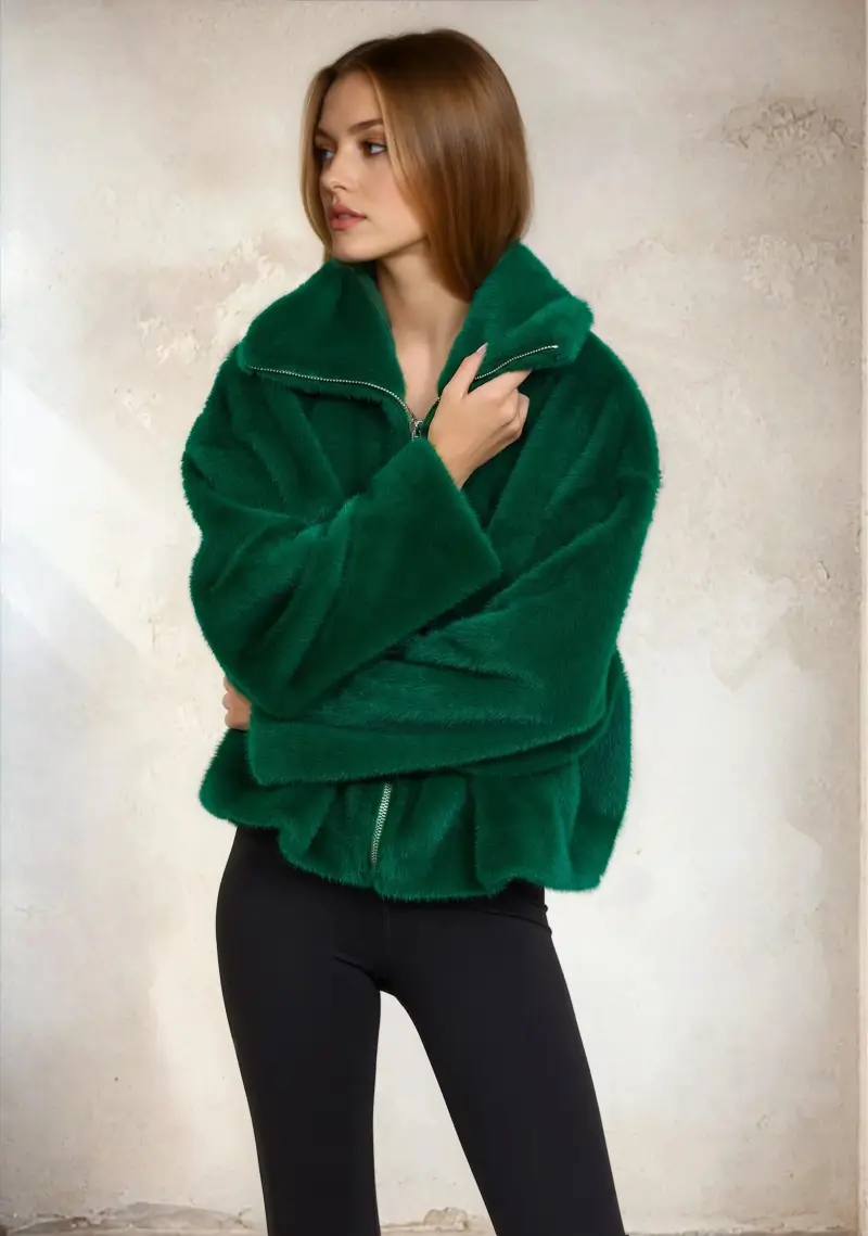 Eco Pelliccia Donna F**K Verde W0110-GN miniatura 2