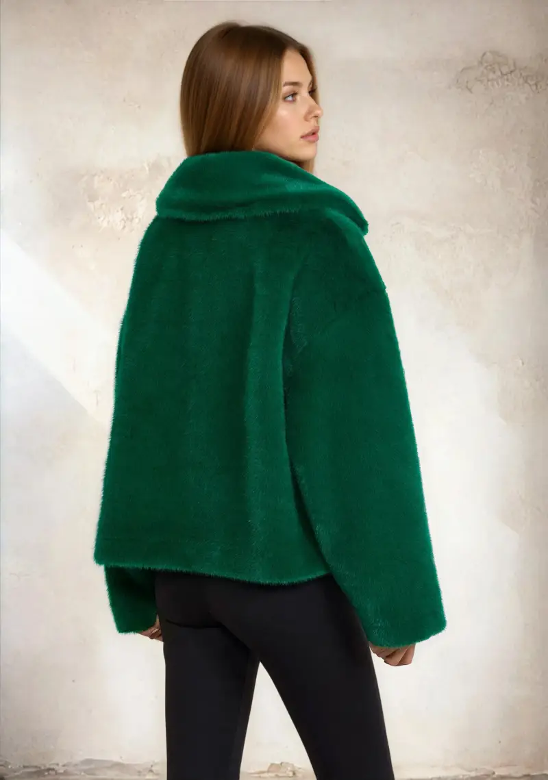 Eco Pelliccia Donna F**K Verde W0110-GN miniatura 3