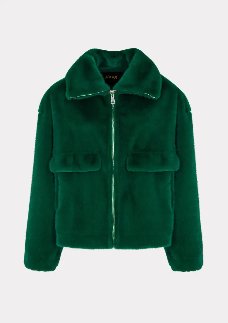 Eco Pelliccia Donna F**K Verde W0110-GN miniatura 4