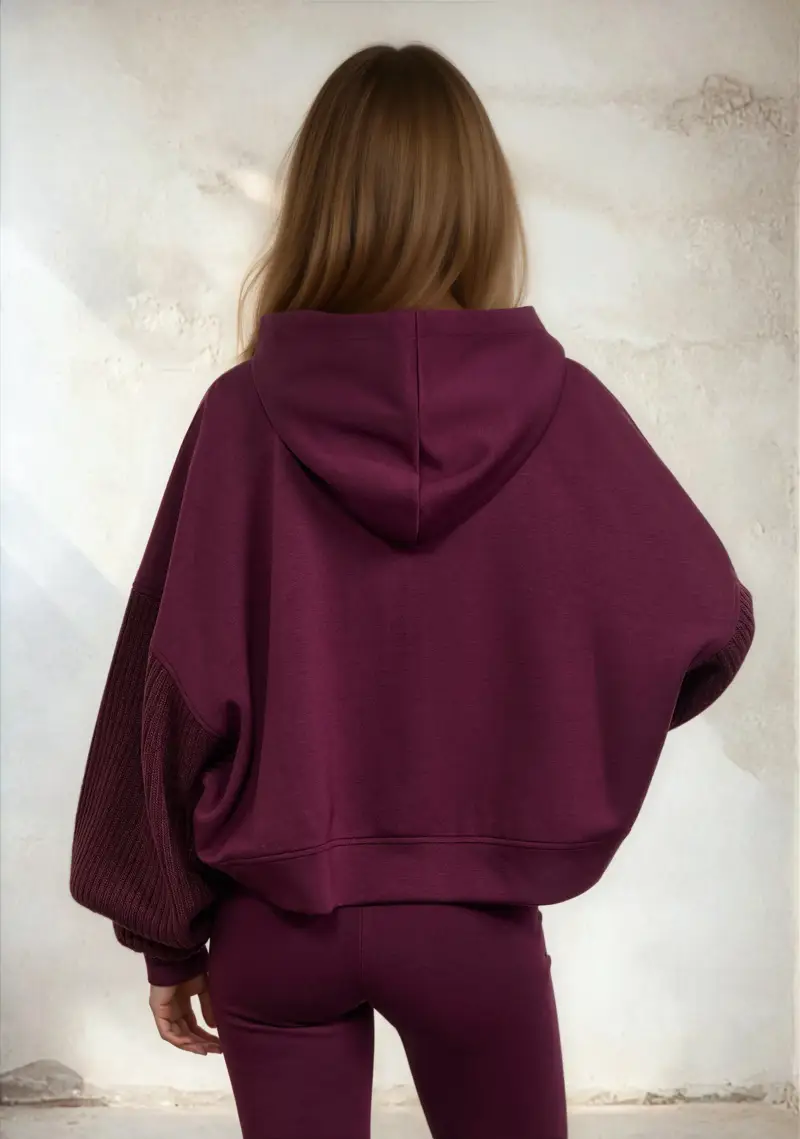 Felpa con Cappuccio Donna F**K Bordeaux W0302-BD miniatura 2