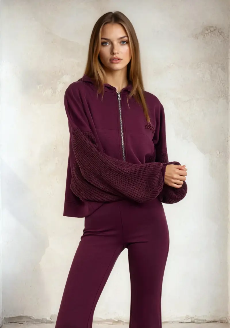 Felpa con Cappuccio Donna F**K Bordeaux W0302-BD