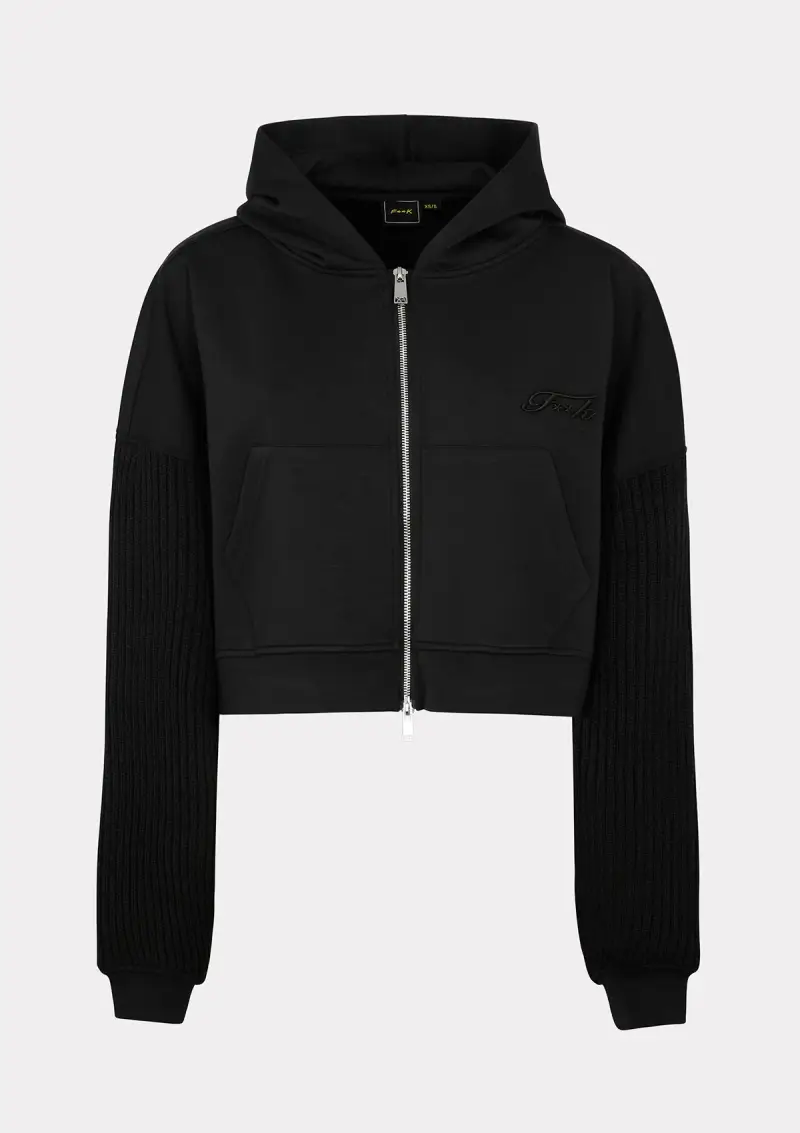 Felpa con Cappuccio Donna F**K Nera W0302-BK miniatura 4