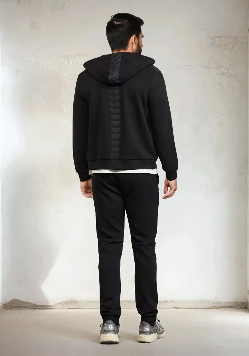 Felpa con Cappuccio Full Zip Uomo F**K Nera M3100-BK miniatura 4