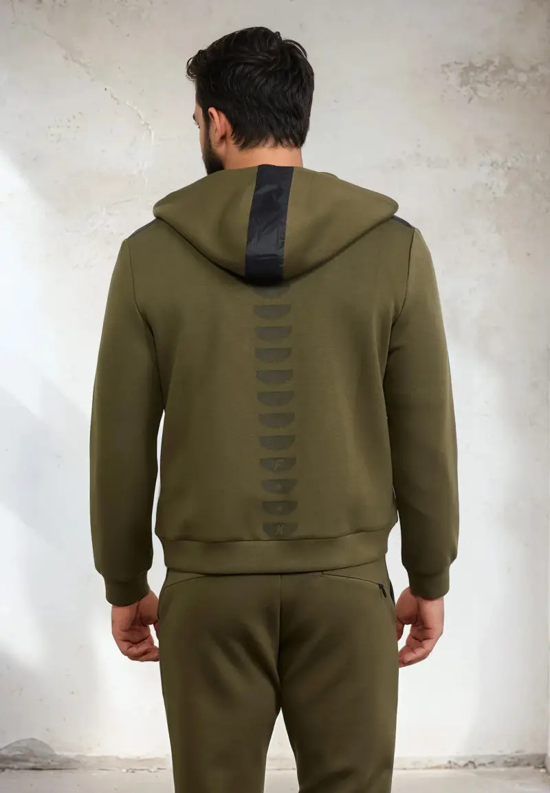 Felpa con Cappuccio Full Zip Uomo F**K Verde Militare M3100-MG miniatura 2