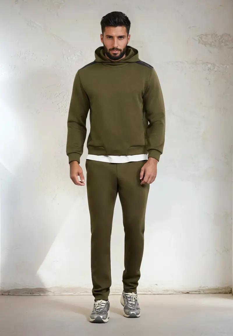 Felpa con Cappuccio Uomo F**K Verde Militare M3101-MG miniatura 4