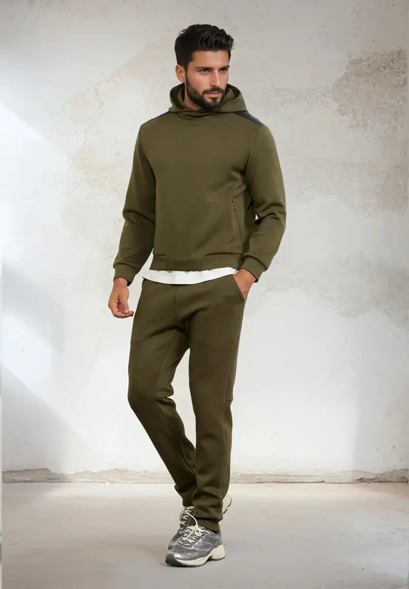 Felpa con Cappuccio Uomo F**K Verde Militare M3101-MG