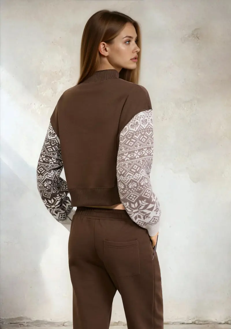 Felpa Crop Donna F**K Marrone W0202-BN miniatura 2