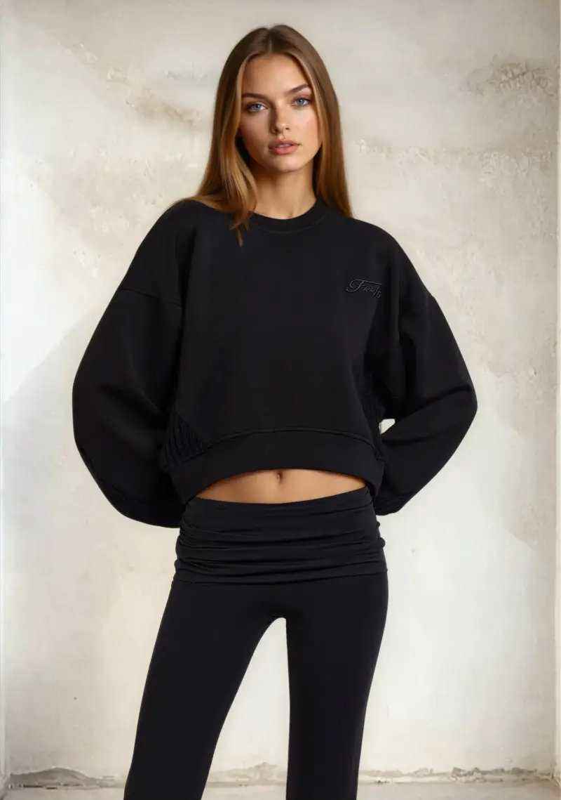 Felpa Crop Donna F**K Nera W0305-BK