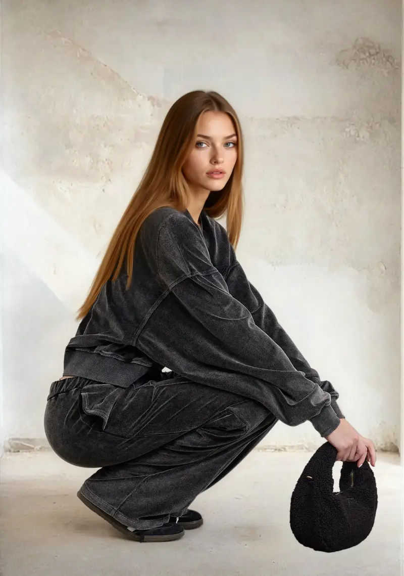 Felpa crop Donna F**K Nera W0406-BK miniatura 2