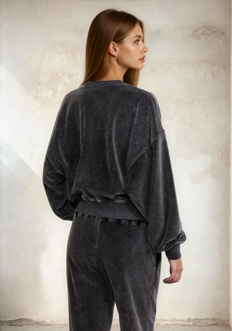 Felpa crop Donna F**K Nera W0406-BK miniatura 3