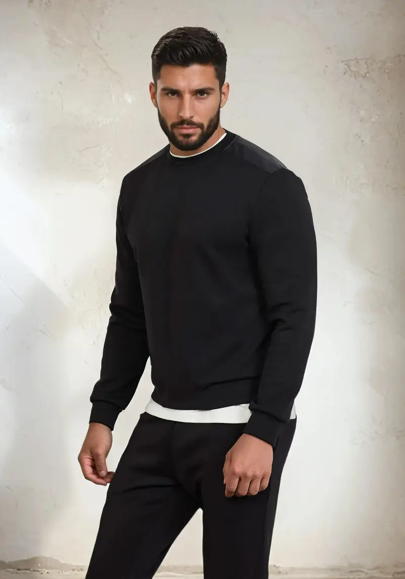 Felpa Paricollo Uomo F**K Nera M3102-BK miniatura 2