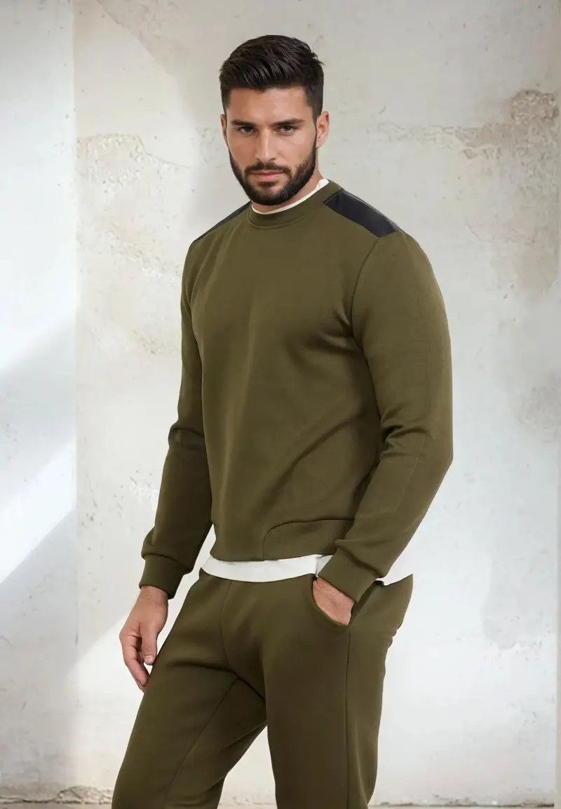 Felpa Paricollo Uomo F**K Verde Militare M3102-MG miniatura 2
