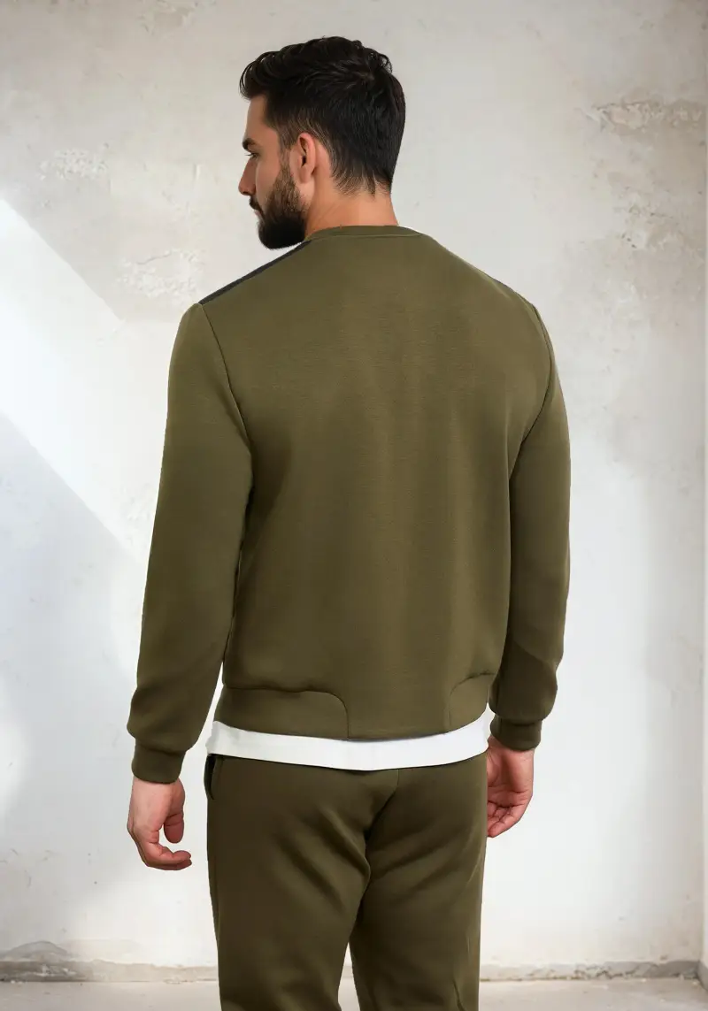 Felpa Paricollo Uomo F**K Verde Militare M3102-MG miniatura 3