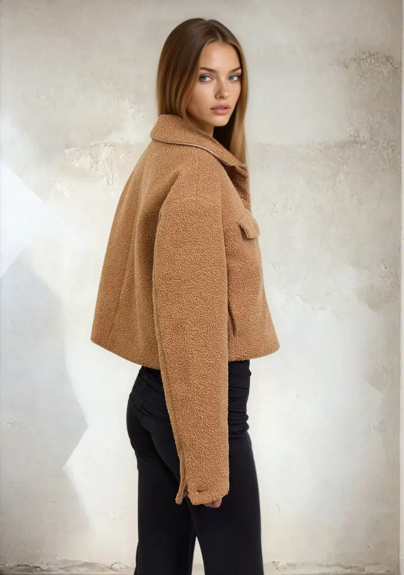 Giacca Teddy Donna F**K Beige W0105-BG miniatura 2