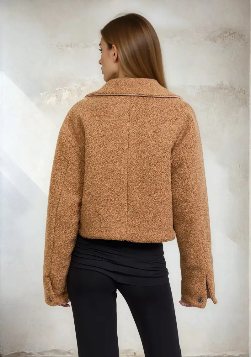 Giacca Teddy Donna F**K Beige W0105-BG miniatura 3