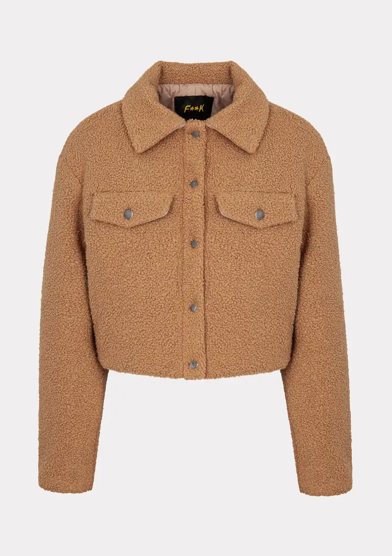 Giacca Teddy Donna F**K Beige W0105-BG miniatura 4