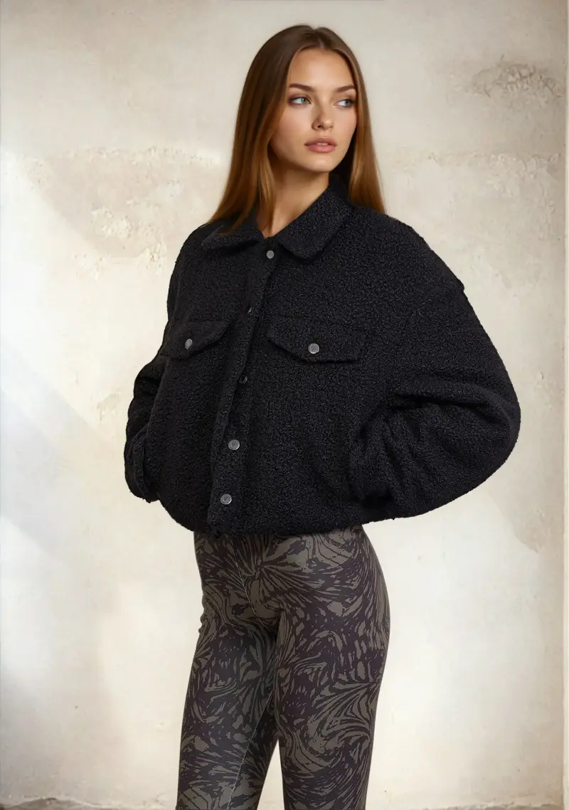 Giacca Teddy Donna F**K Nera W0105-BK miniatura 2