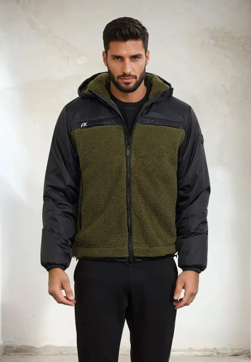 Giubbotto Imbottito con Cappuccio Uomo F**K Verde Militare M3200-MG miniatura 2