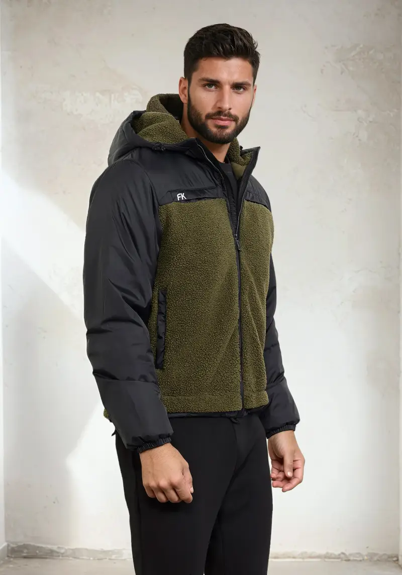 Giubbotto Imbottito con Cappuccio Uomo F**K Verde Militare M3200-MG miniatura 4