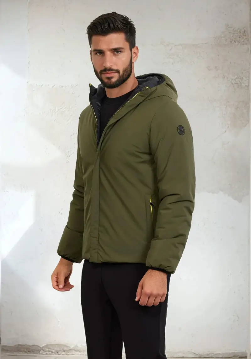 Giubotto Imbottito con cappuccio Uomo F**K Verde Militare M3201-MG miniatura 2