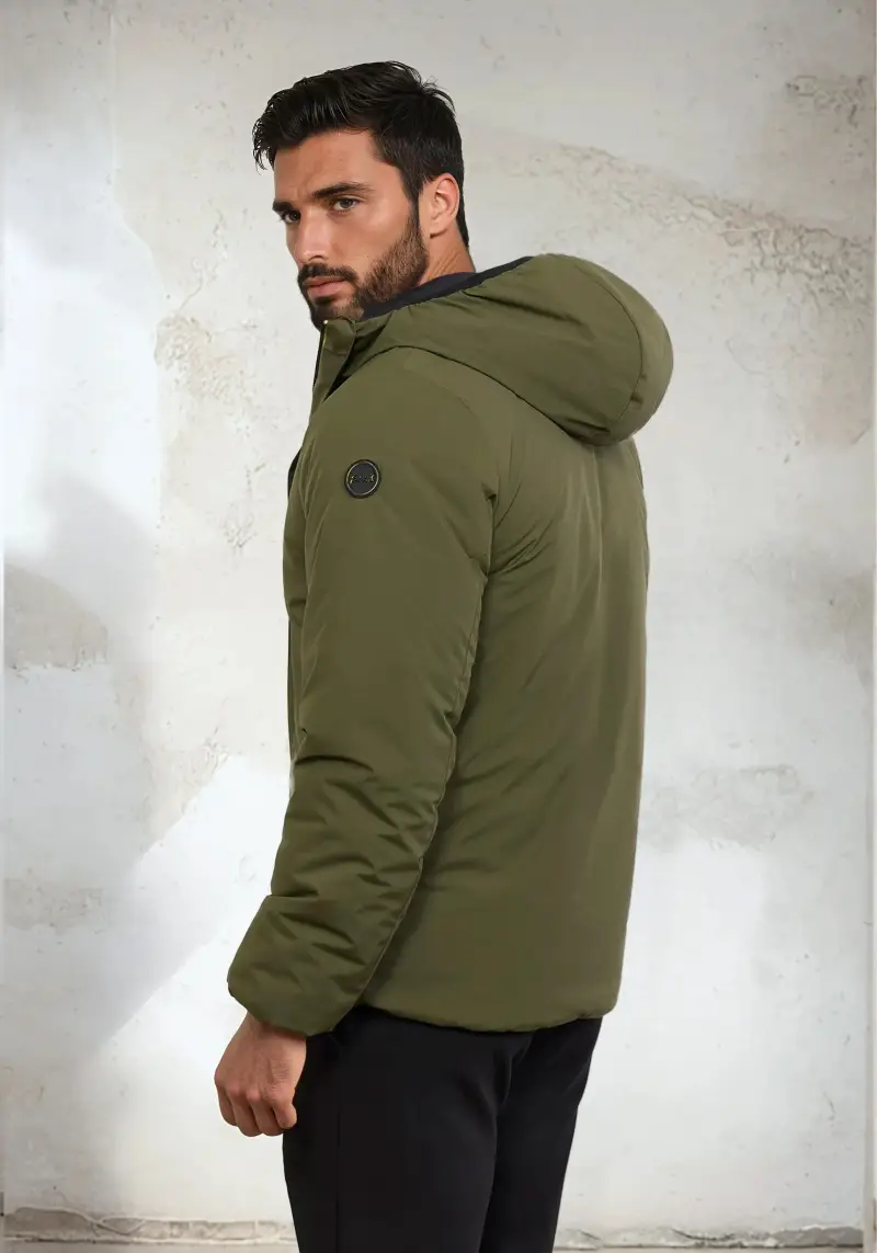 Giubotto Imbottito con cappuccio Uomo F**K Verde Militare M3201-MG miniatura 3