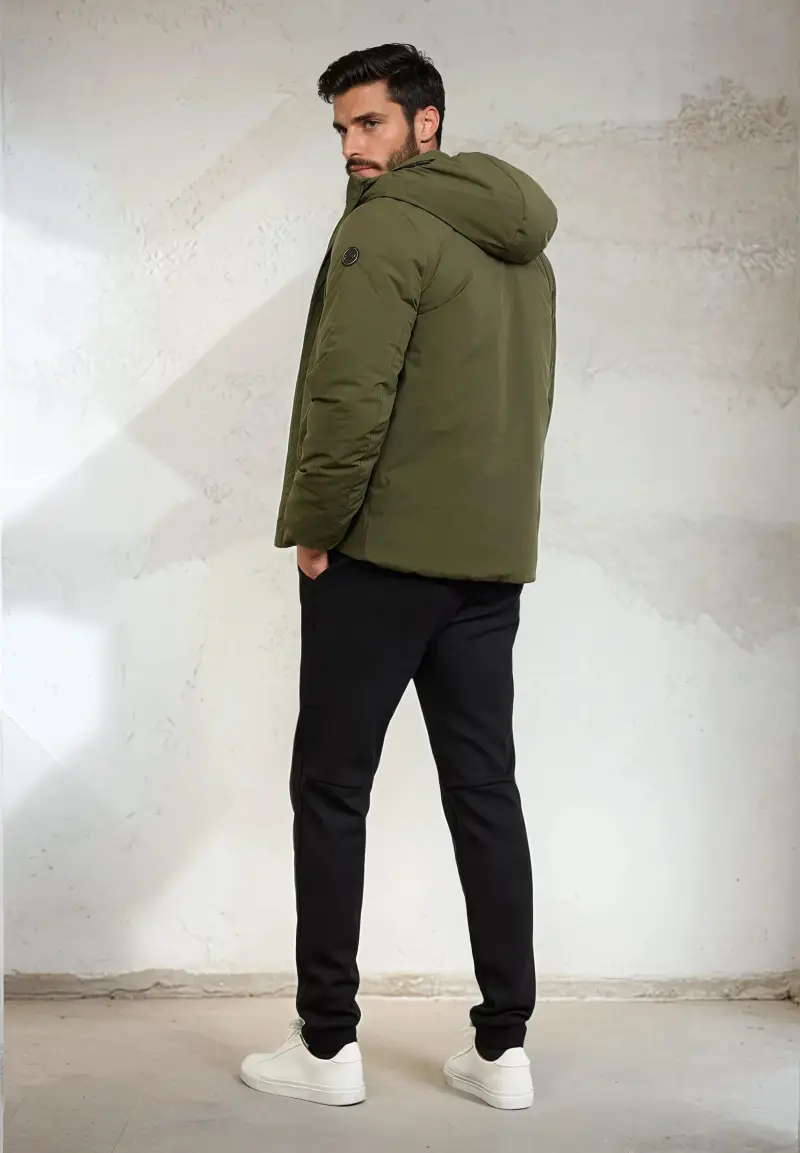 Giubotto Imbottito con cappuccio Uomo F**K Verde Militare M3201-MG miniatura 4