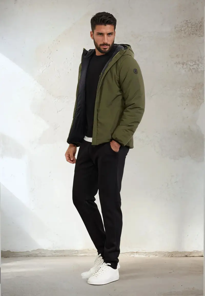 Giubotto Imbottito con cappuccio Uomo F**K Verde Militare M3201-MG