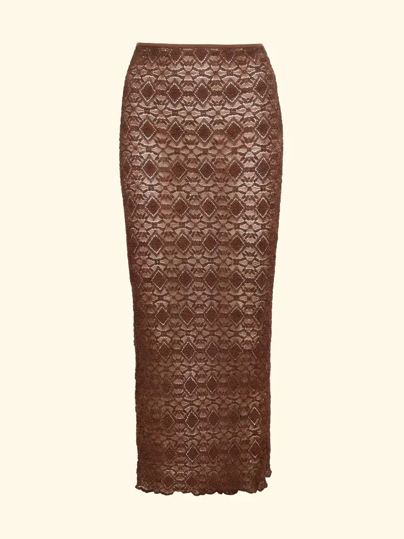 Gonna Lunga Donna F**K Marrone SW0208-BN miniatura 3