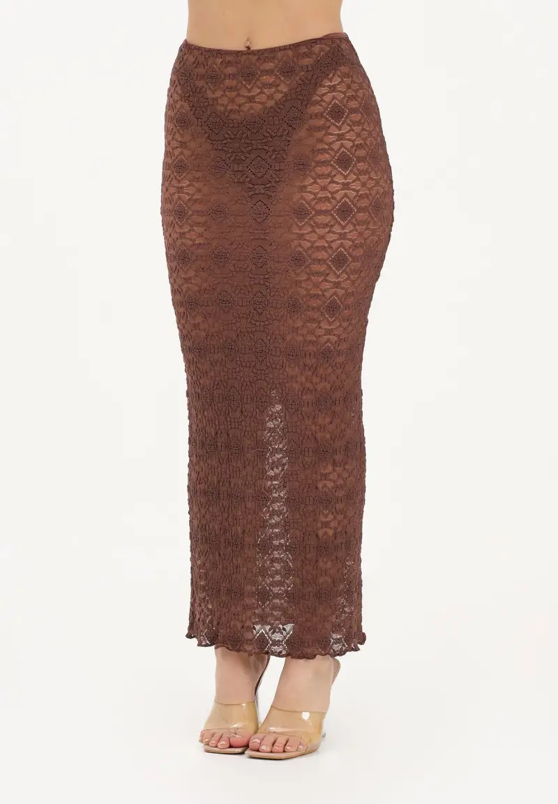 Gonna midi marrone da donna