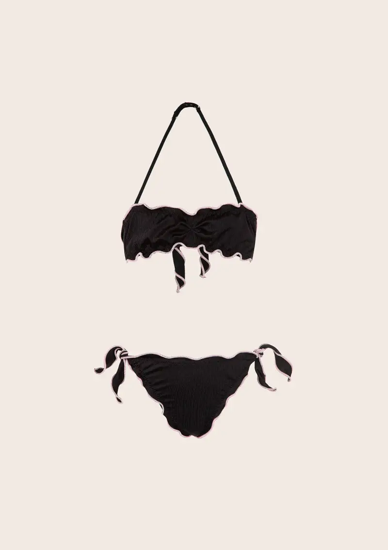 Bikini Bambina F**K Fascia con Slip Regolabile Nero G1M02BA-BK