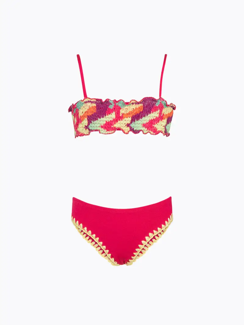 Bikini Bambina F**K Top con Slip Fisso Fantasia SG0211-X13