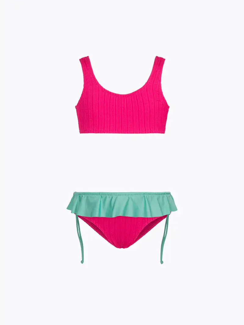 Bikini Bambina F**K Top con Slip Fisso Fucsia SG0631-FX