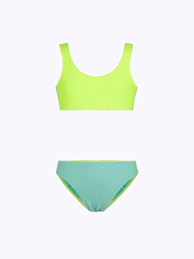 Bikini Bambina F**K Top con Slip Fisso Verde Acqua SG0510-AQ