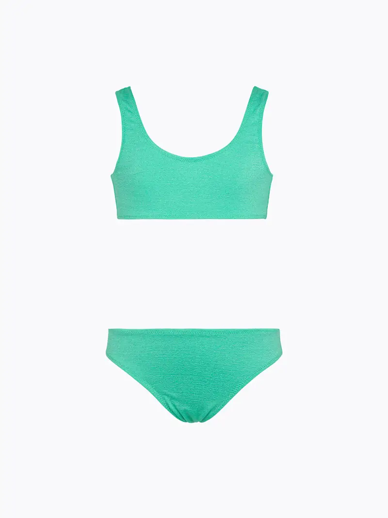 Bikini Bambina F**K Top con Slip Fisso Verde Acqua SG0521-AQ