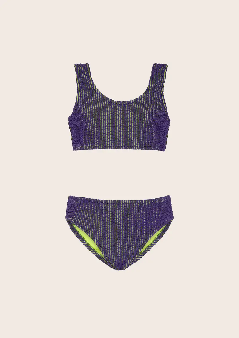 Bikini Bambina F**K Top con Slip Fisso Viola G1L06UF-PR