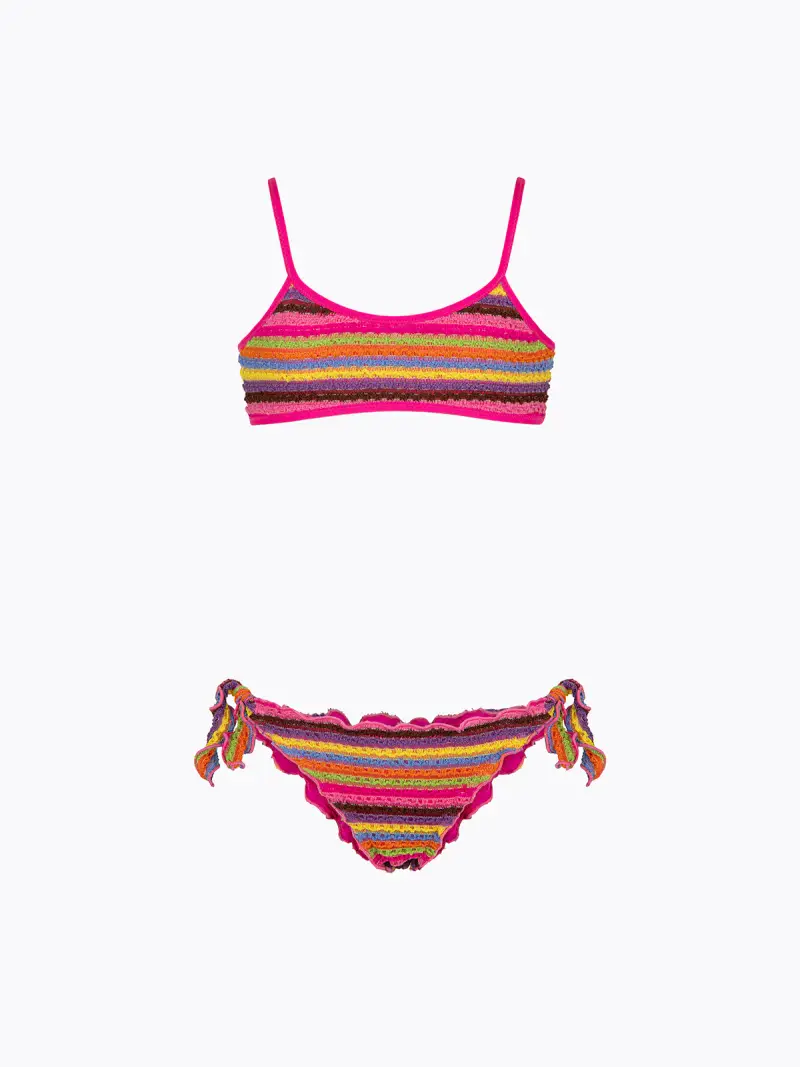 Bikini Bambina F**K Top con Slip Regolabile Multicolor SG0601-MC
