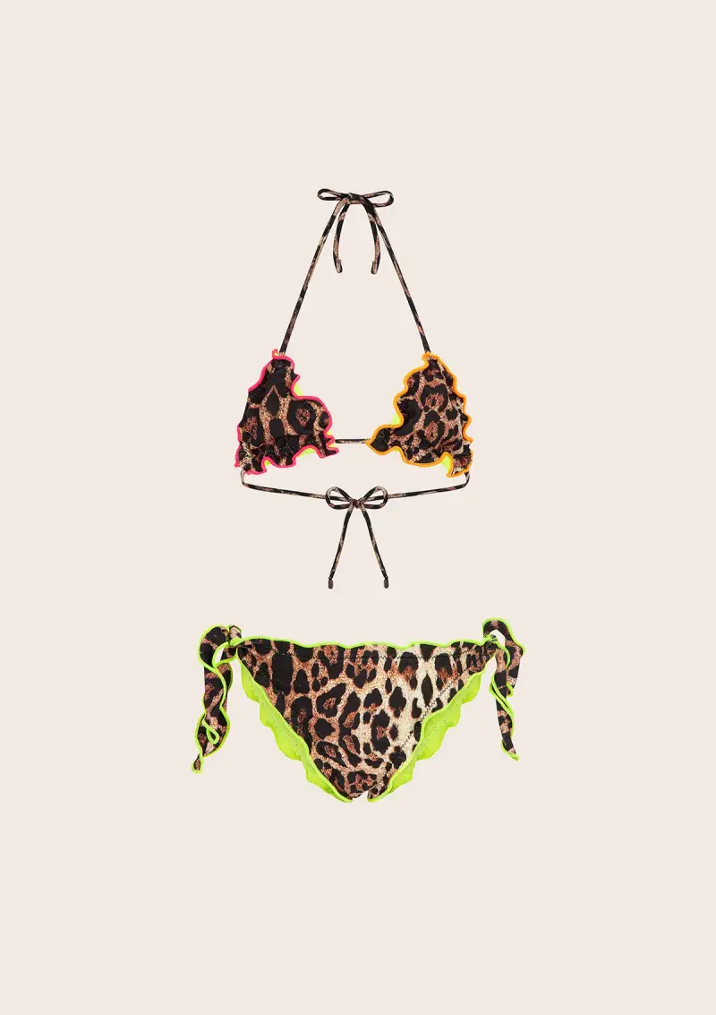 Bikini Bambina F**K Triangolo con Slip Regolabile Fantasia G1C05TA-X01