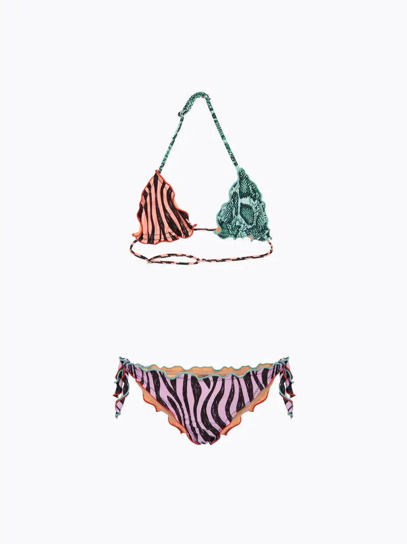 Bikini Bambina F**K Triangolo con Slip Regolabile Fantasia SG0130-X10