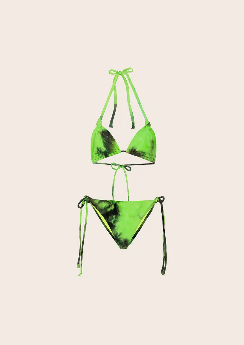 Bikini Bambina F**K Triangolo con Slip Regolabile Giallo Fluo G1C01TA