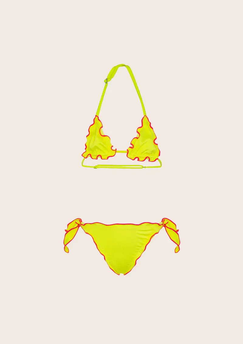 Bikini Bambina F**K Triangolo con Slip Regolabile Giallo Fluo G1M01TA