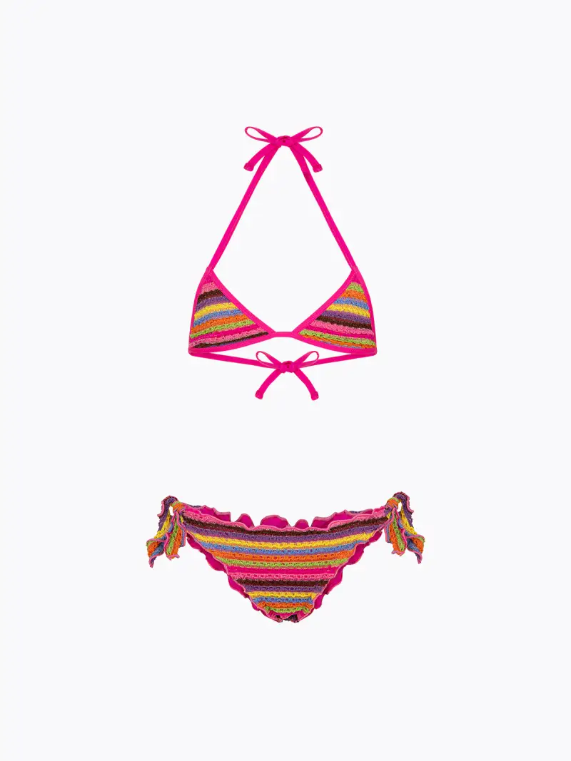Bikini Bambina F**K Triangolo con Slip Regolabile Multicolor SG0600-MC
